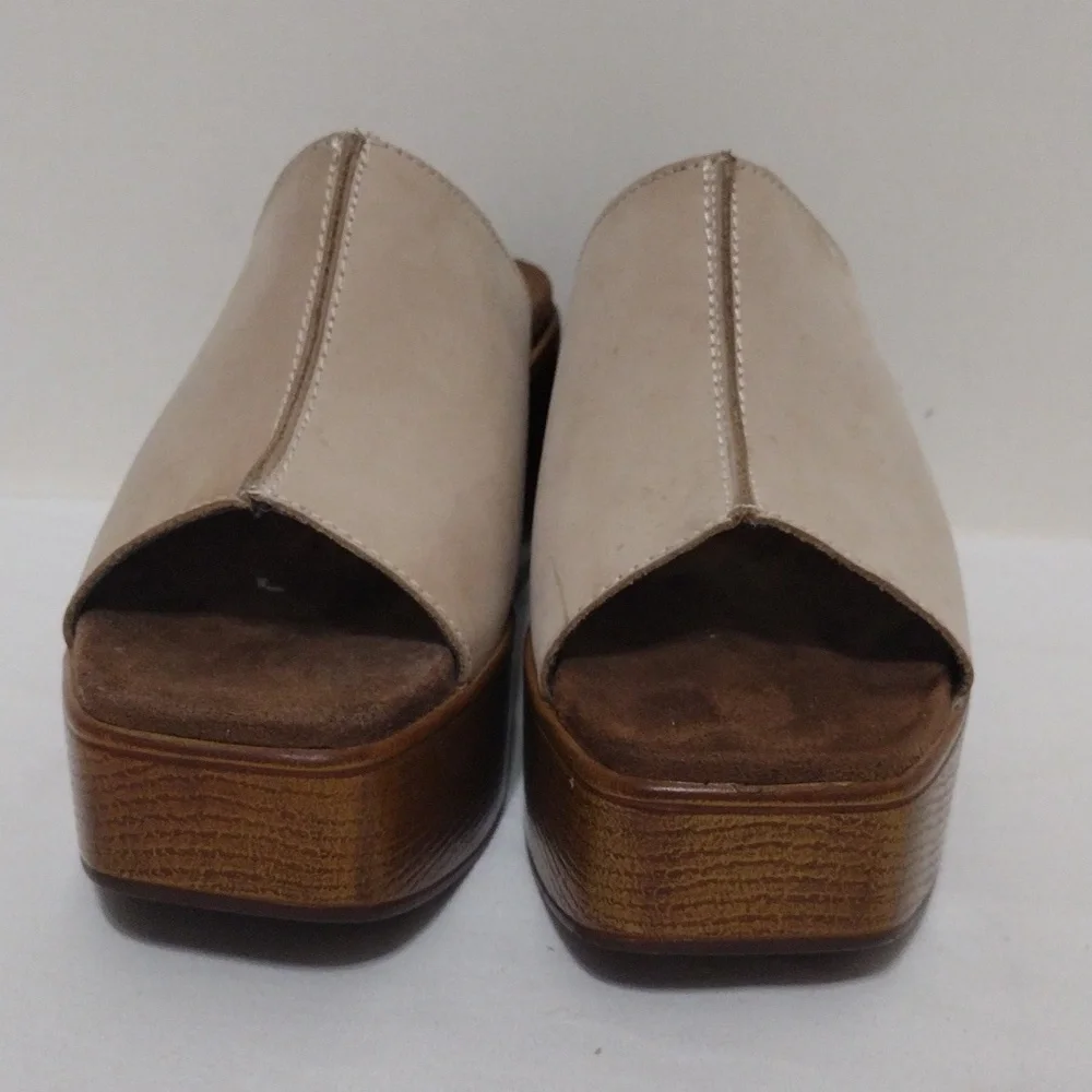 House of Harlow 1960 Leather Platform Block Heel Sandals Lightweight Summer 7.5